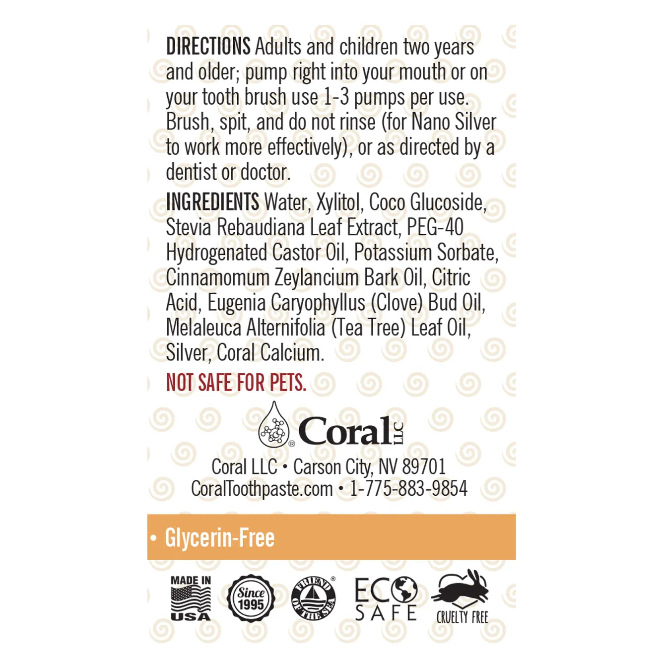 Coral Nano Silver Fluoride Free Foaming Cinnamon Tea Tree Toothpaste - 125ml