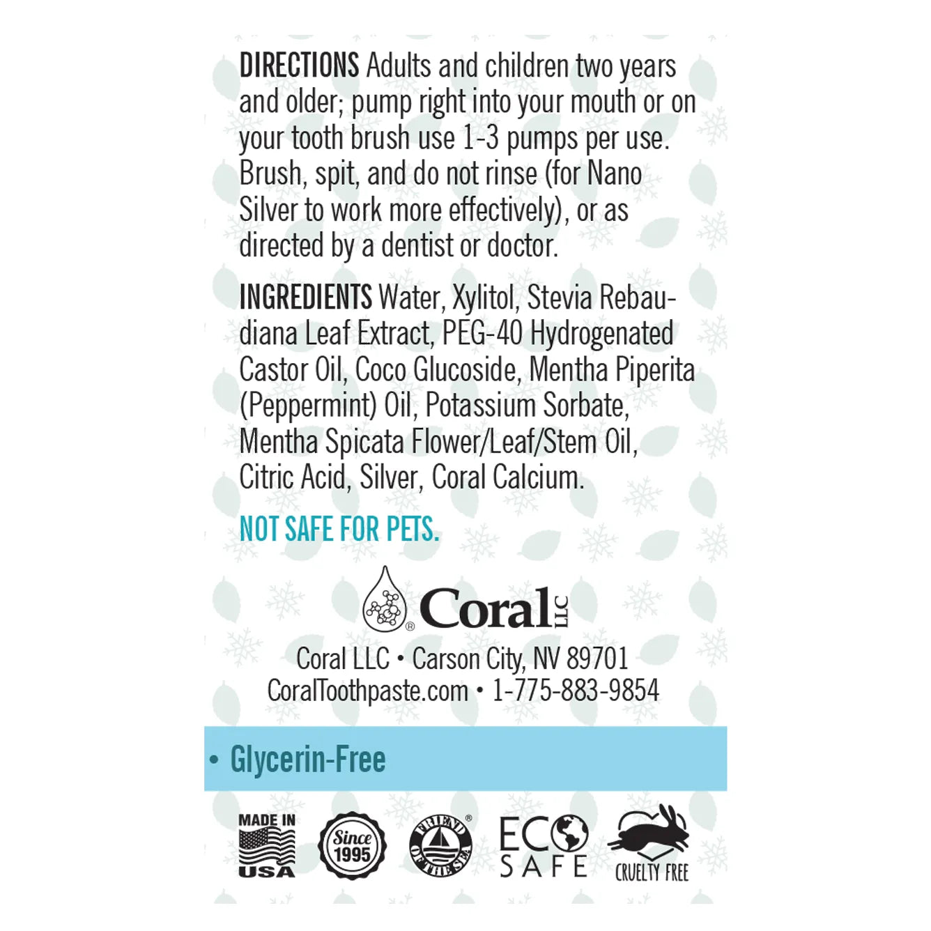 Coral Nano Silver Bubble Berry Fluoride Free Foaming Toothpaste - 125ml